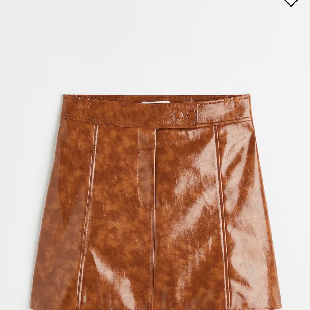 H&M faux leather Brown Mini Skirt